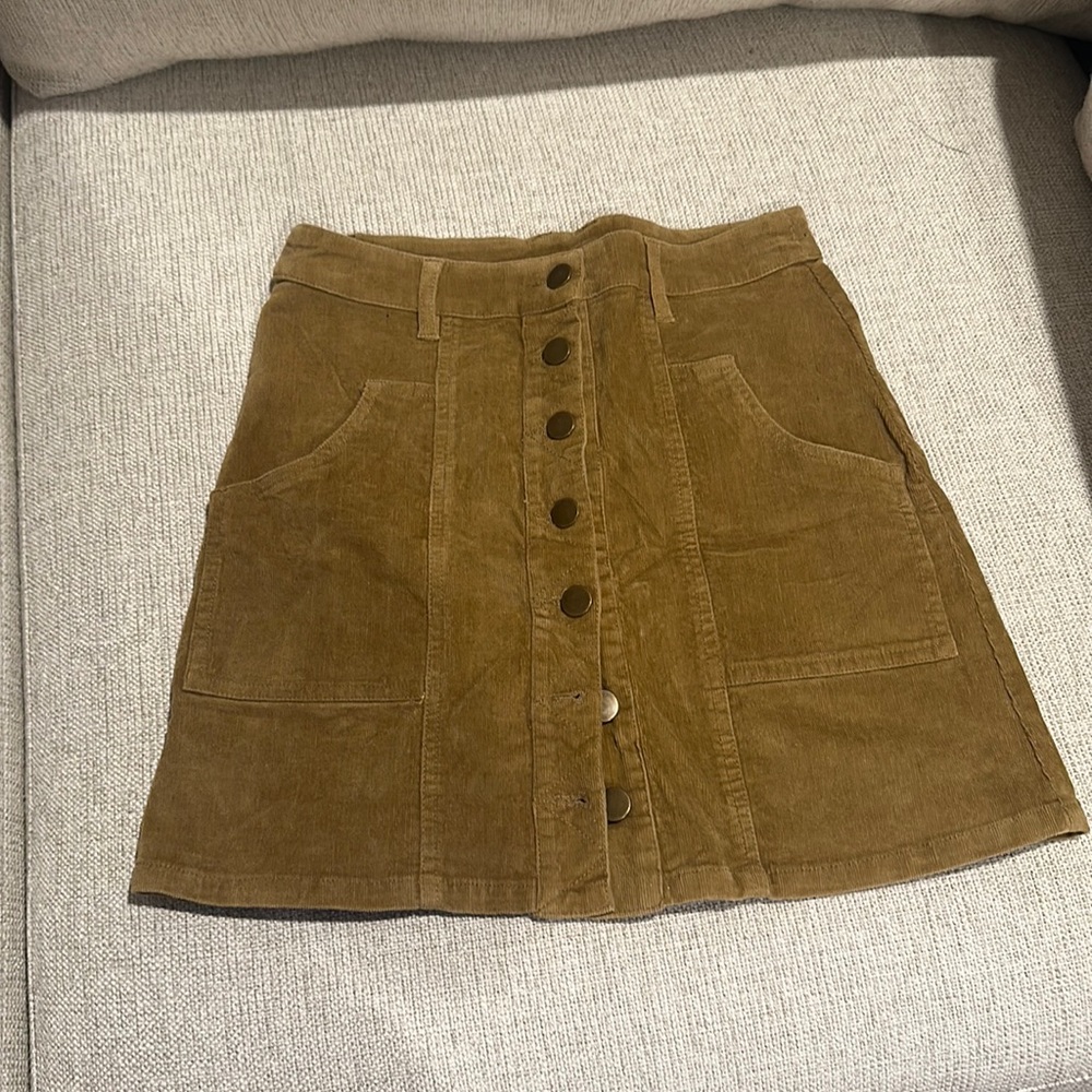 Altar’d State Brown Corduroy Button Up Skirt